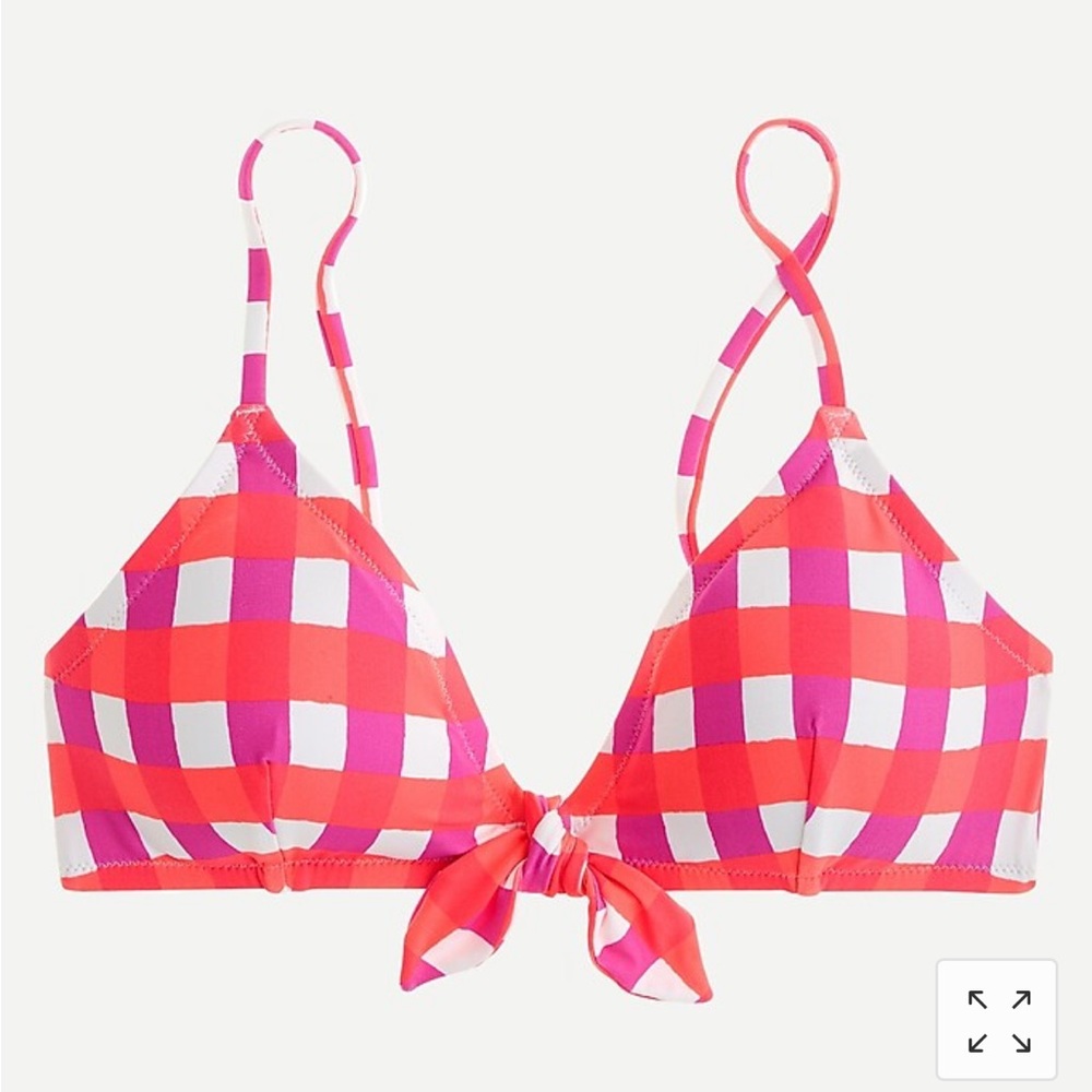 NWT J. Crew X SZ Blockprints tie-front bikini top in gingham